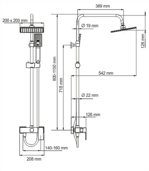 Dushevaya sistema WasserKRAFT A17702 2