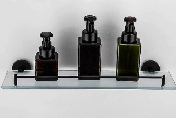 Polka steklyannaya 1-yarusnaya FRAP 30207 chernaya 2 Polka steklyannaya 1-yarusnaya FRAP 30207 chernaya 2