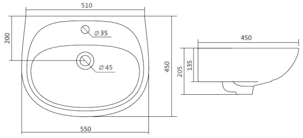 Rakovina SANTEK Animo fayans 55sm 2